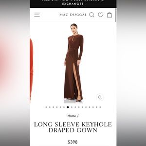 Mac Duggal - Long Sleeve Keyhole Draped Gown